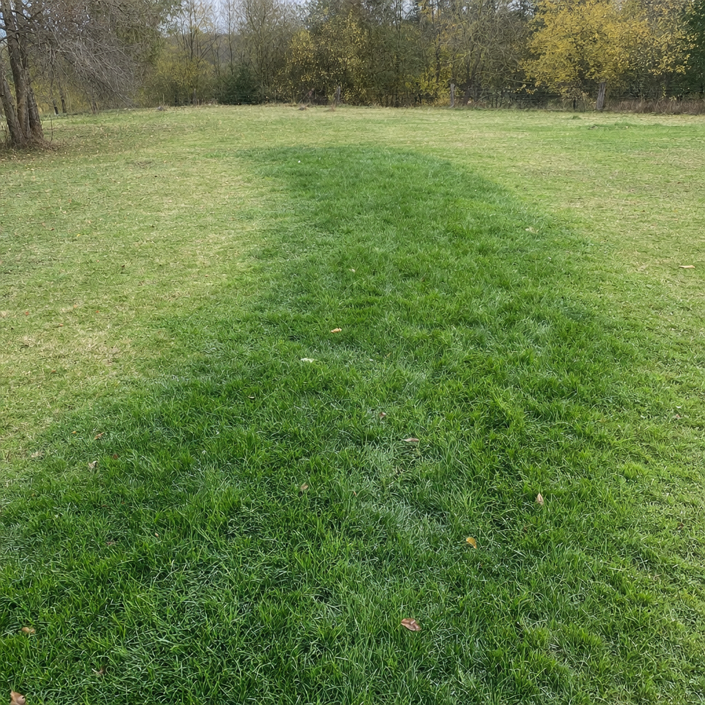 A soggy, unusually green patch of lawn over the drain field of a Indianapolis home, a sign the septic tank needs pumping